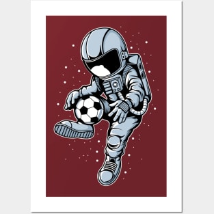 astronaut playing soccer Posters and Art